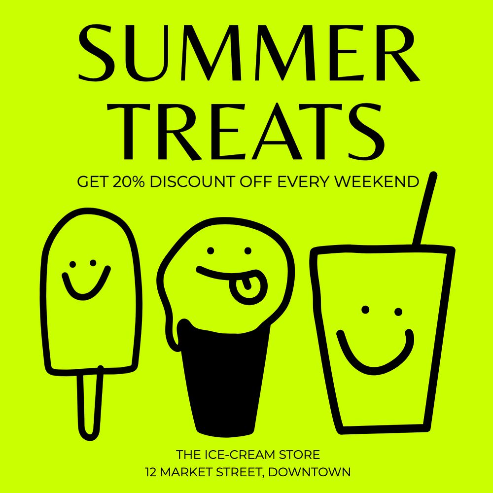 Summer treats Instagram post template, editable text