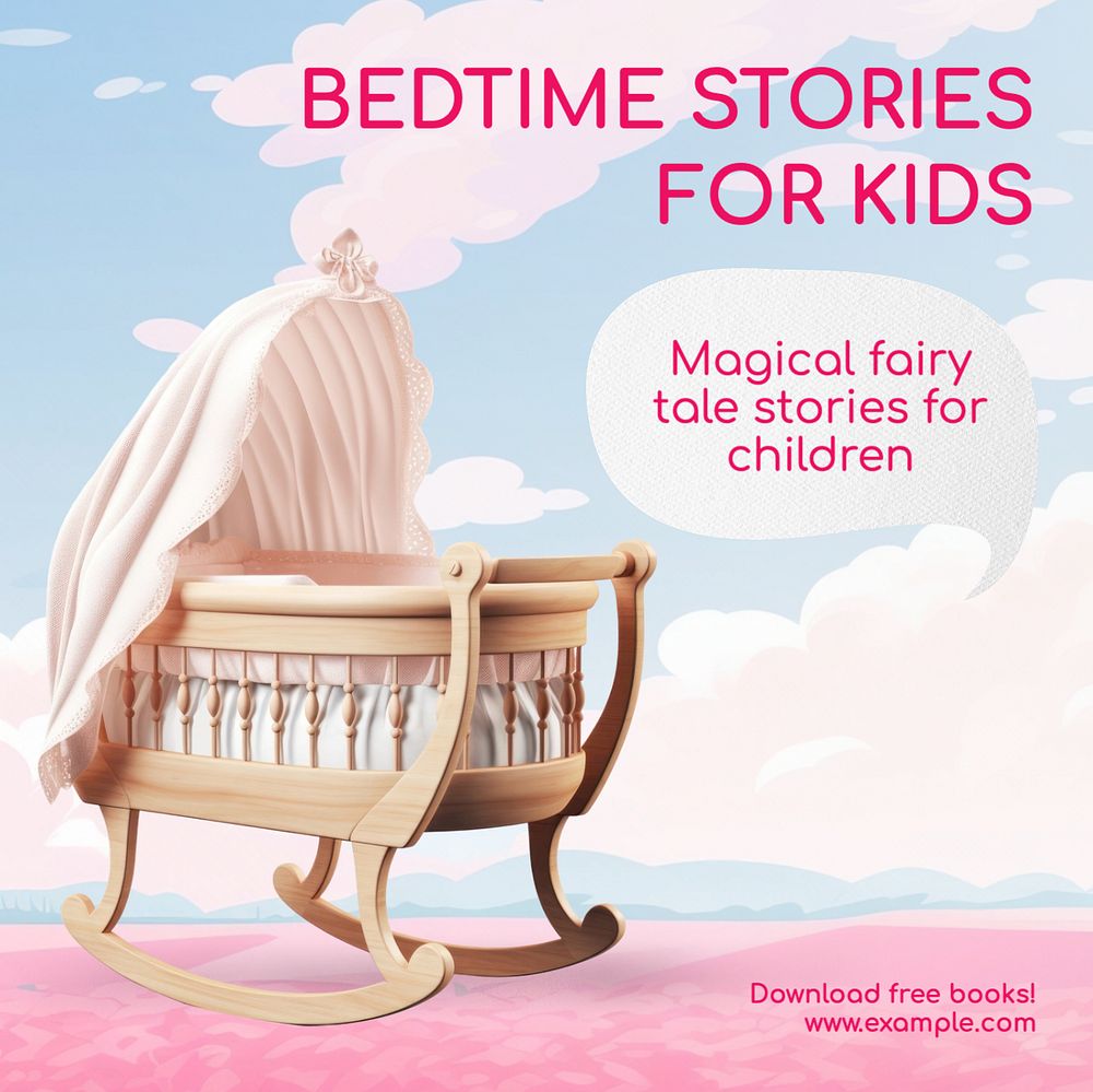 Bedtime stories Instagram post template, editable text