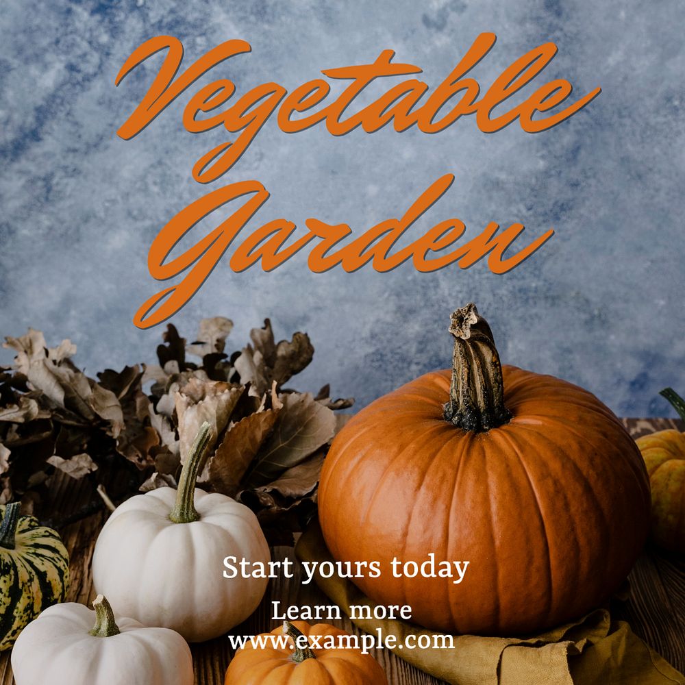 Vegetable garden Instagram post template, editable text