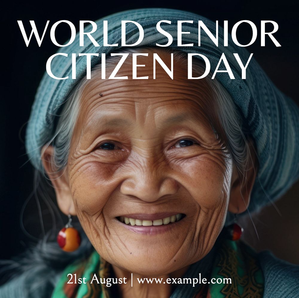 Senior citizen day Instagram post template, editable text