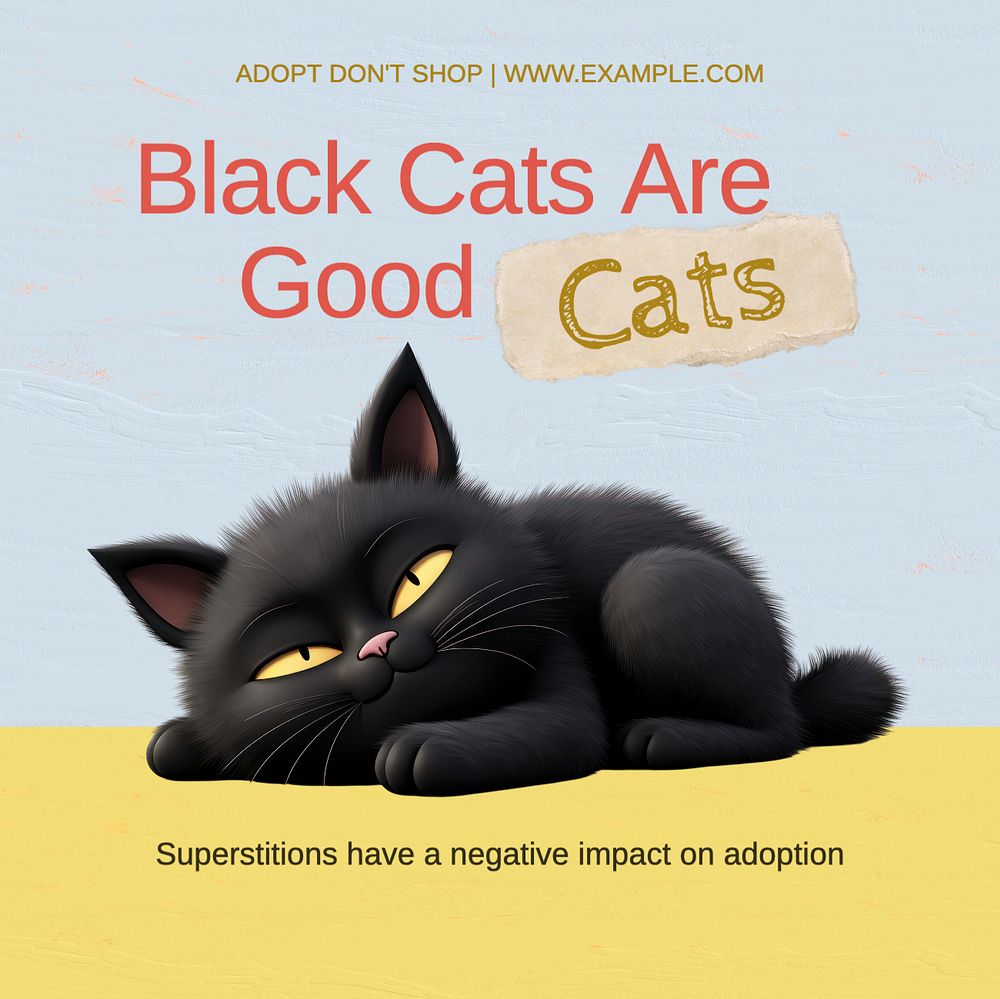 Black cats Instagram post template, editable text