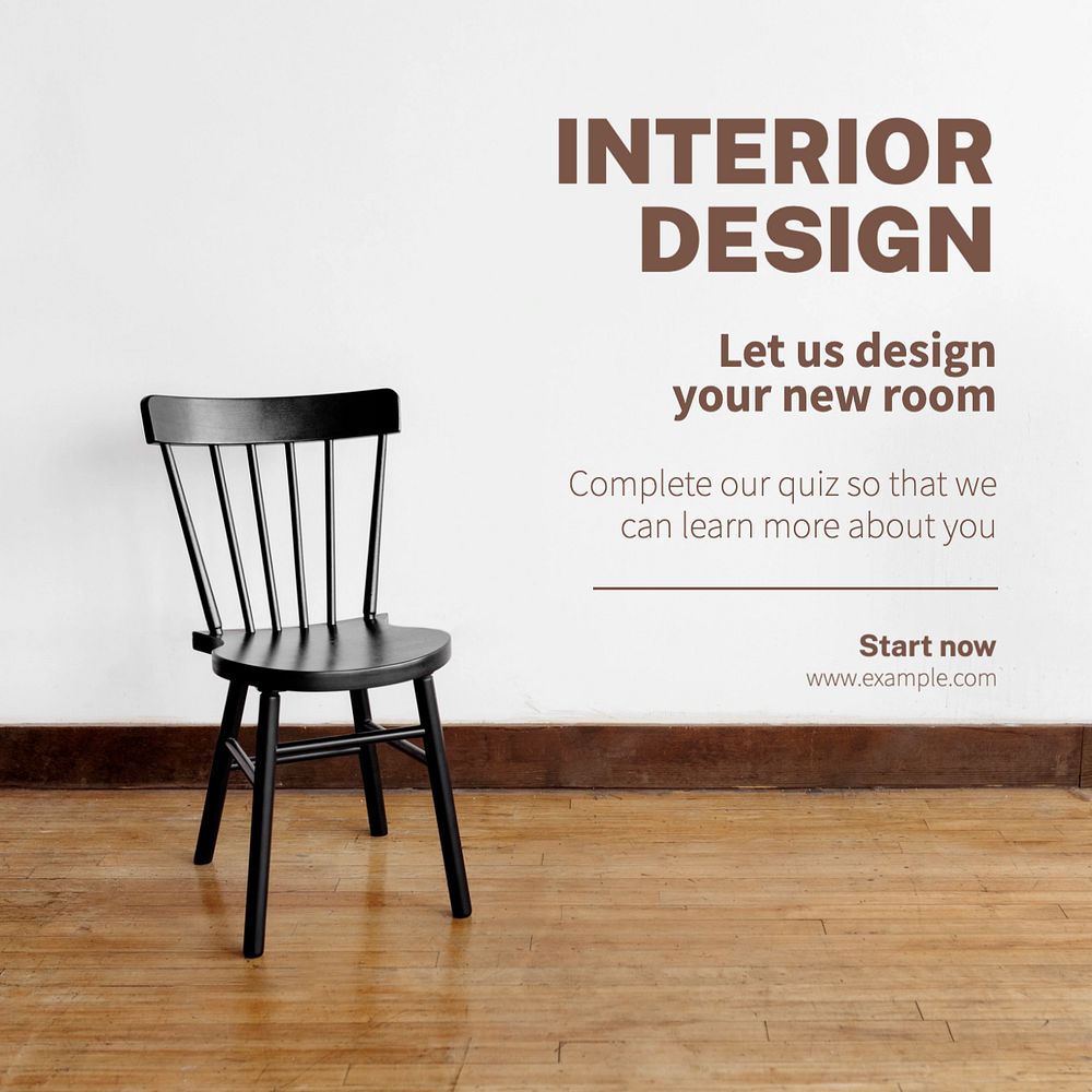 Interior design studio Instagram post template, editable text