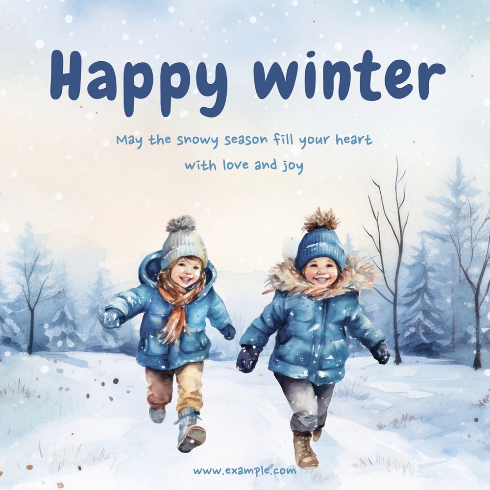 Happy winter Instagram post template, editable text