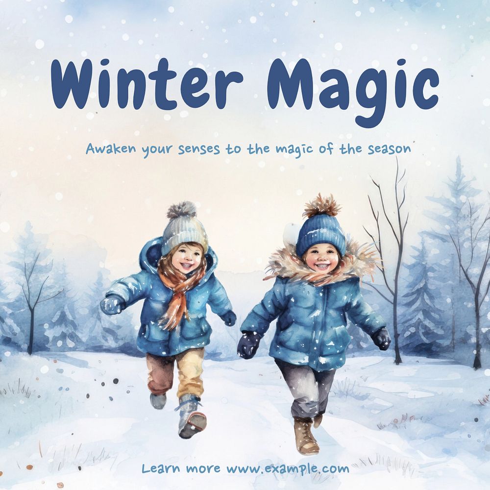 Winter magic Instagram post template, editable text