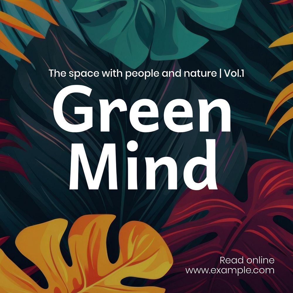 Green mind Instagram post template, editable text