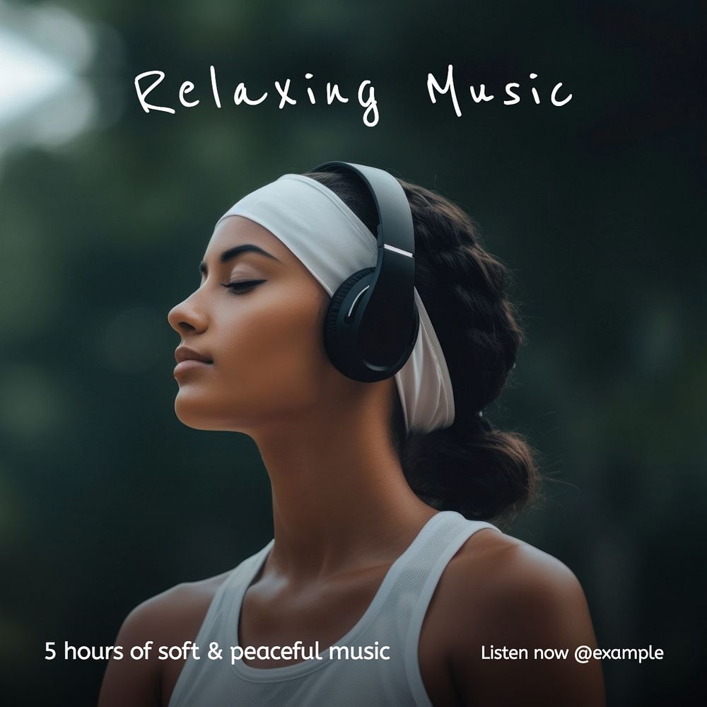 Relaxing music Instagram post template, editable text