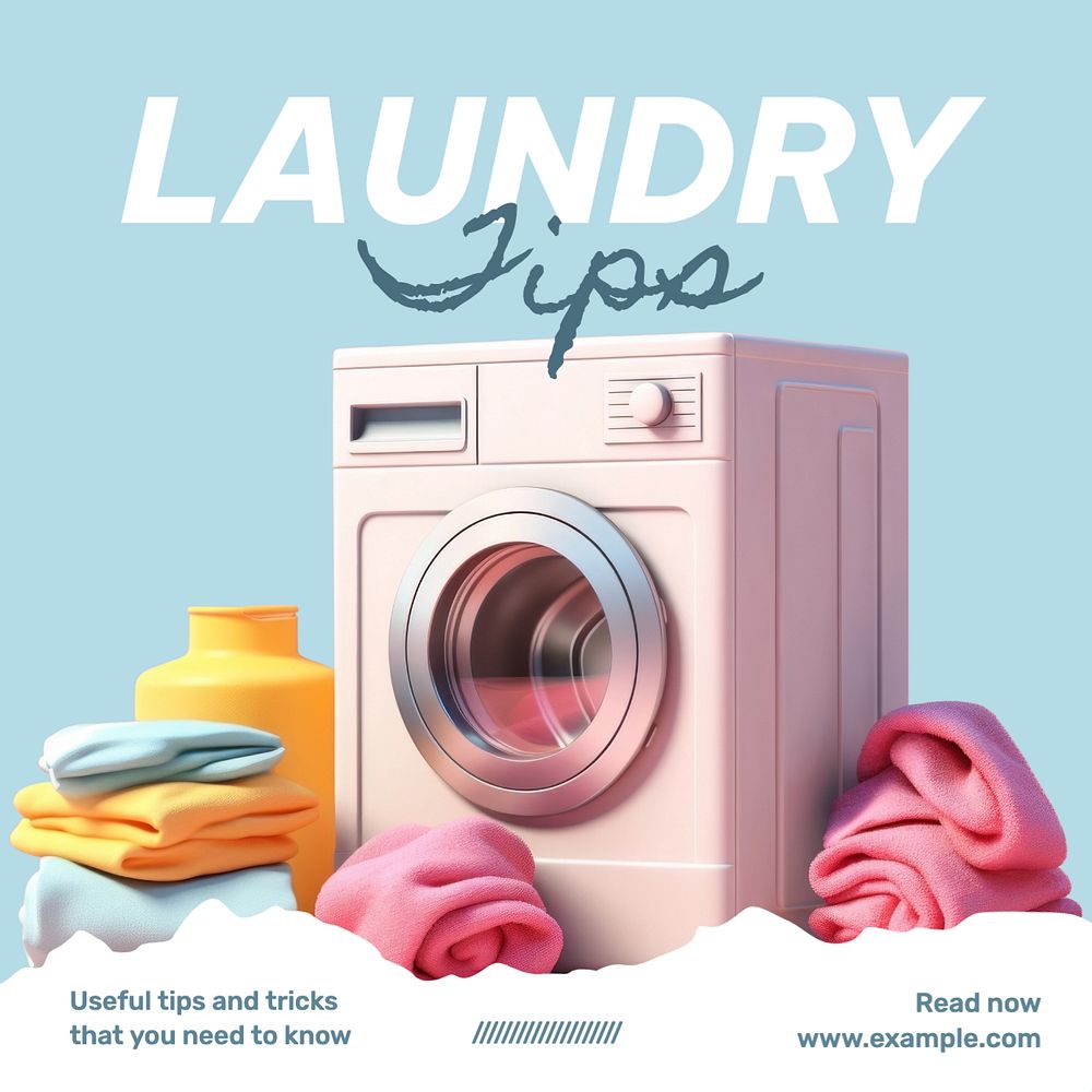 Laundry tips Instagram post template, editable text