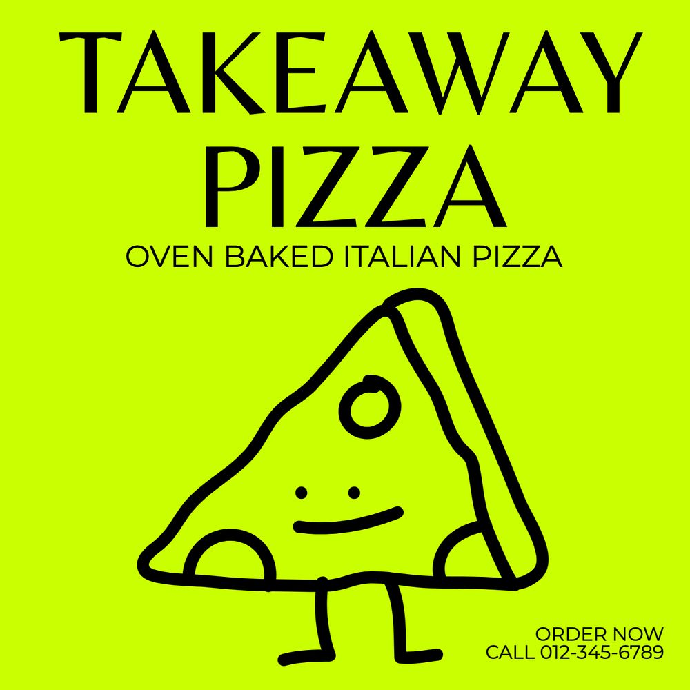 Takeaway pizza Instagram post template, editable text