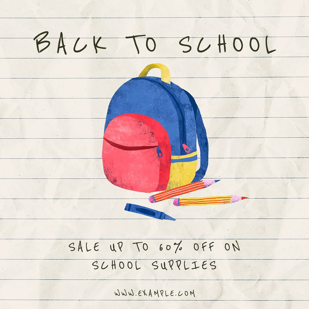 Back to school  Instagram post template, editable text