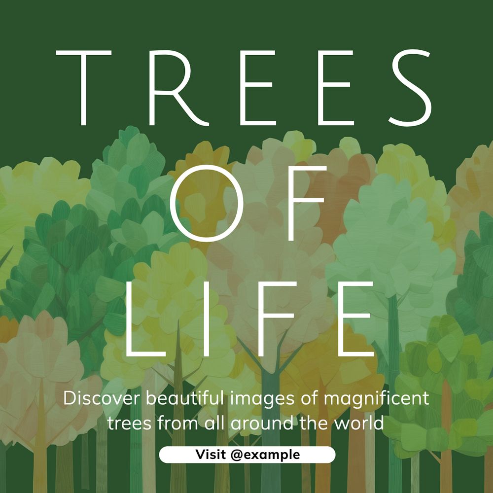 Trees of life Instagram post template, editable text