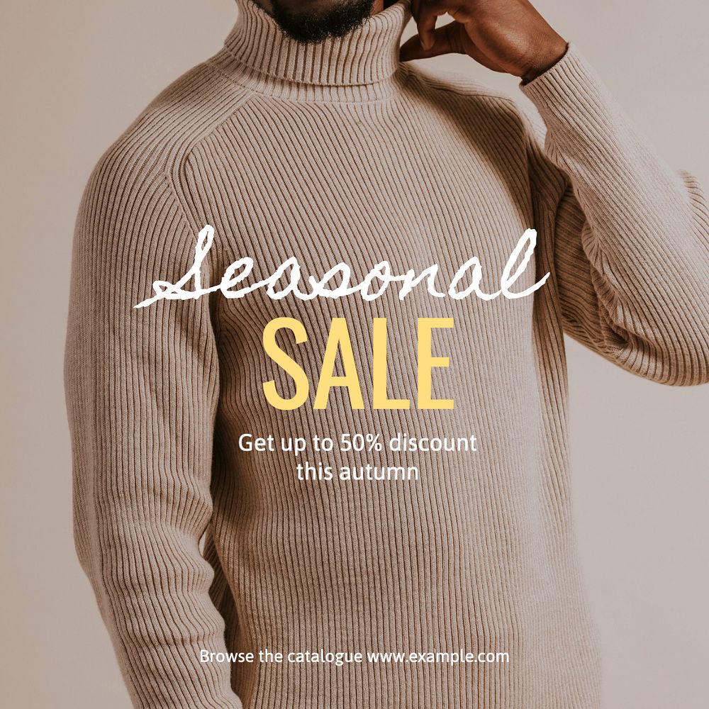 Seasonal sale  Instagram post template, editable text