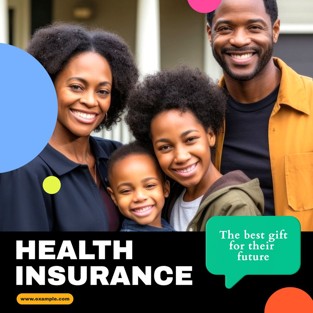 Health insurance Instagram post template, editable text