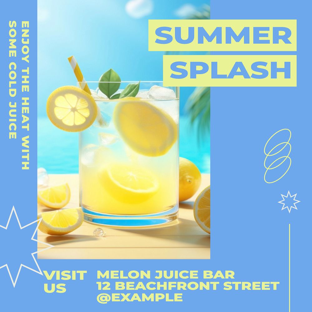 Summer splash Instagram post template, editable text