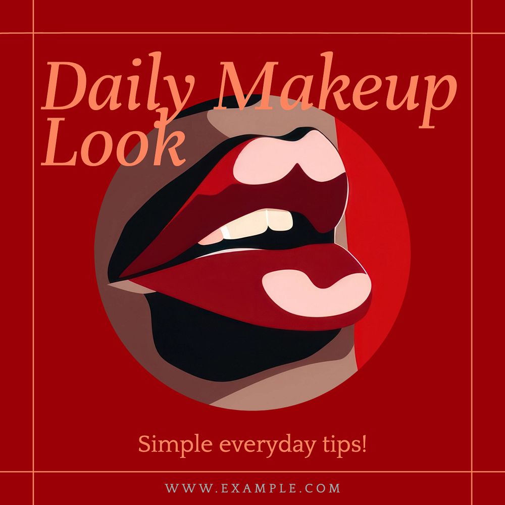 Daily makeup vlog Instagram post template, editable text