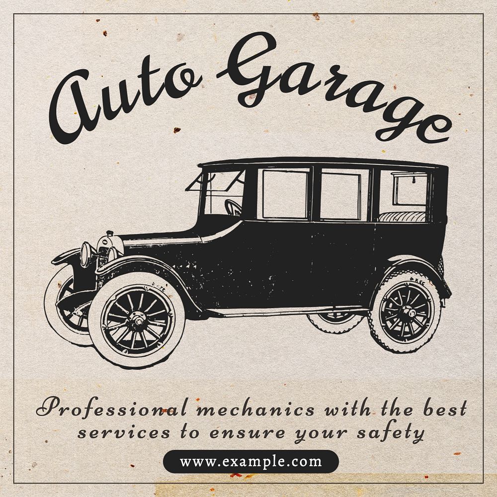 Auto garage Instagram post template, editable text