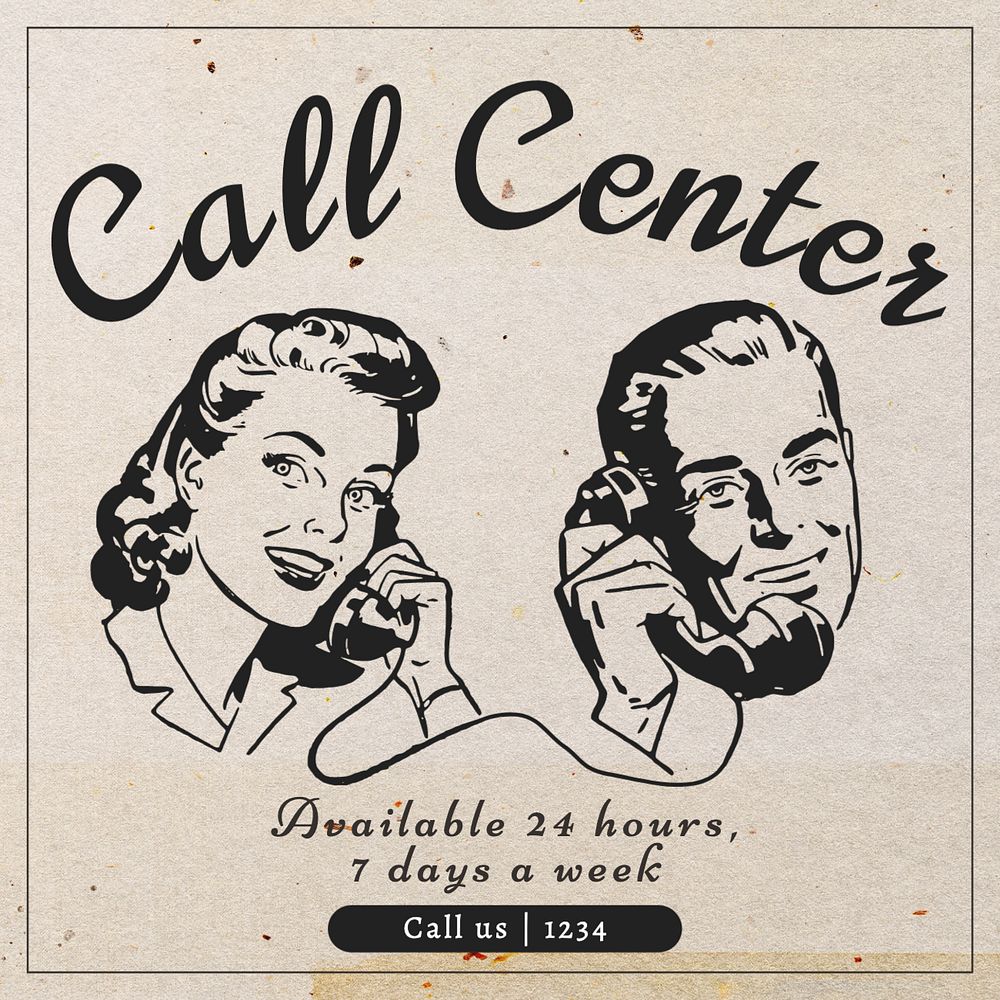 Call center Instagram post template, editable text