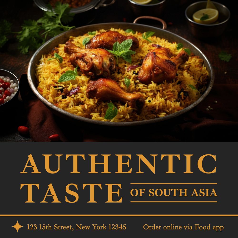 Authentic taste Instagram post template, editable text