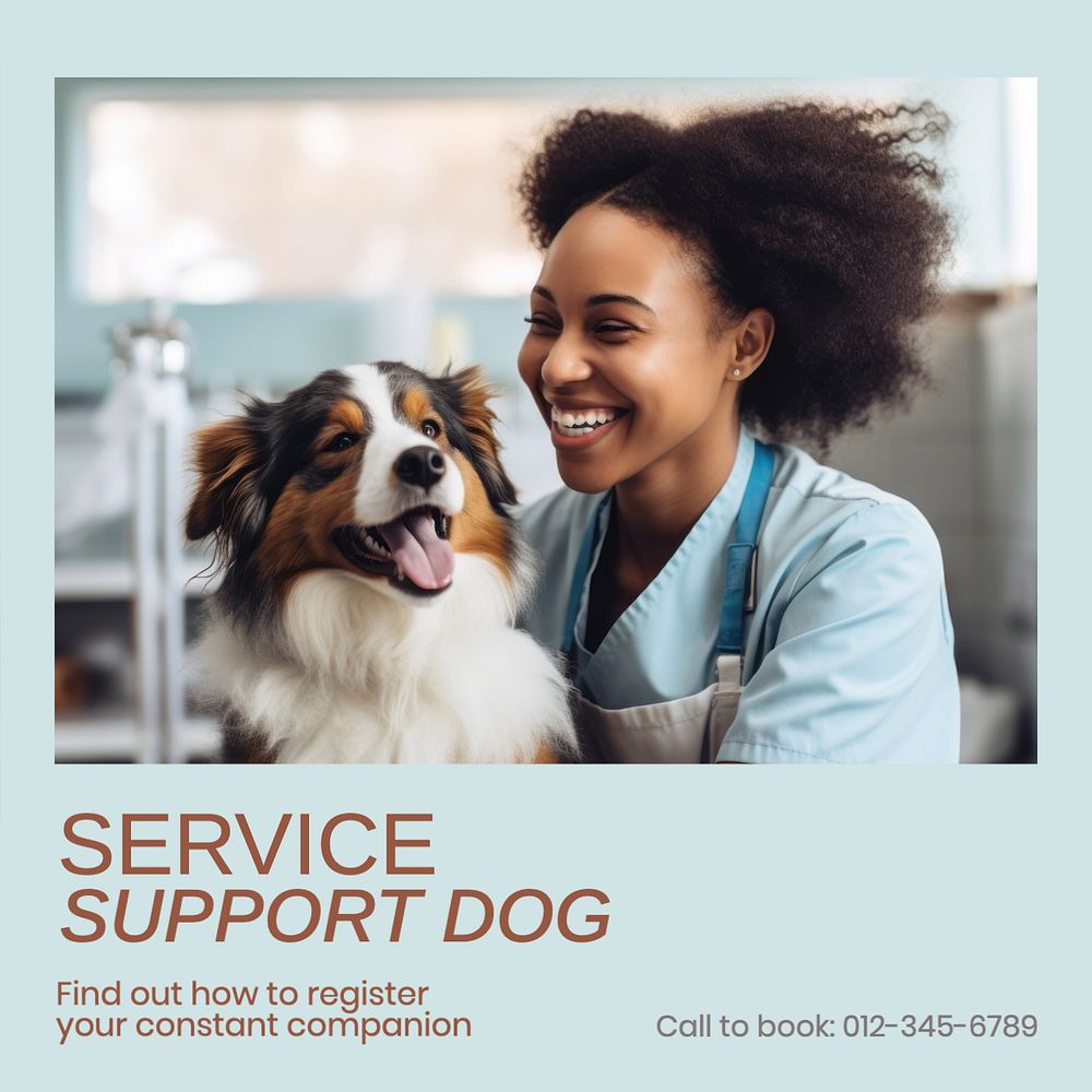 Service support dog Instagram post template, editable design