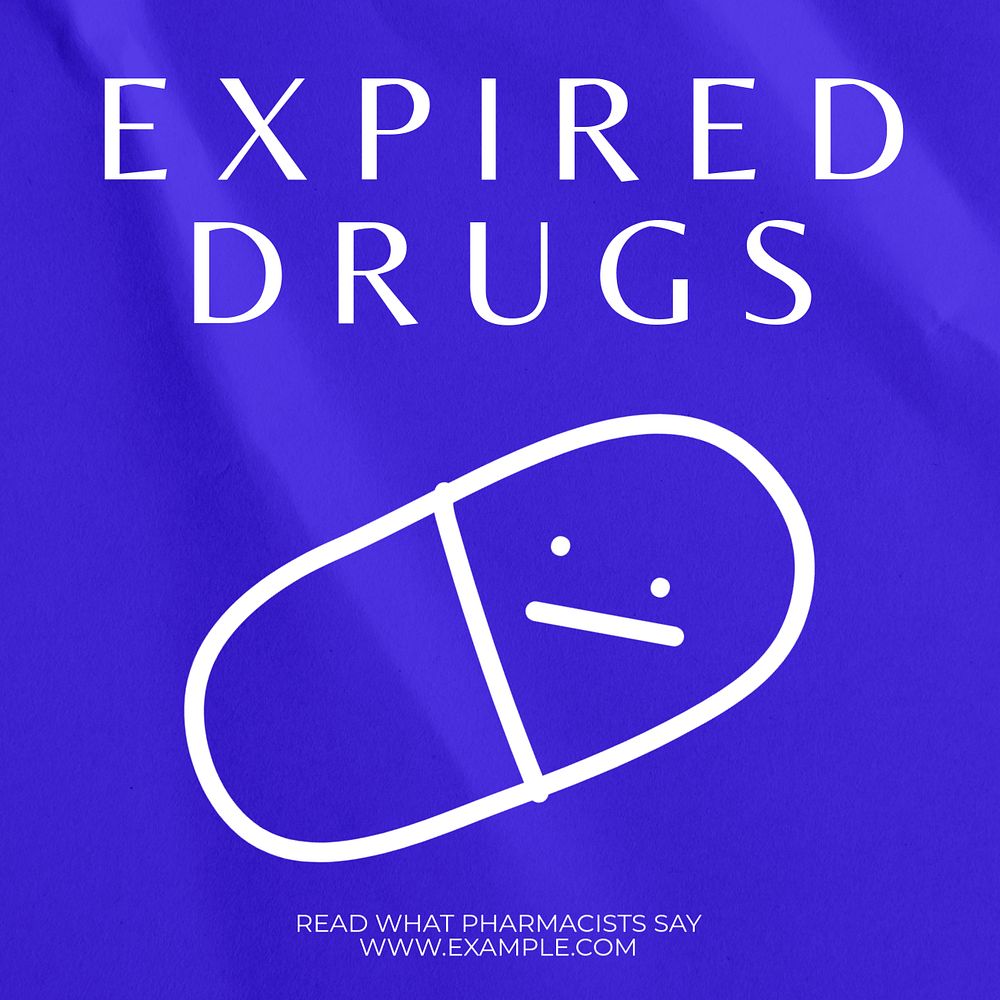 Drug expiry Instagram post template, editable text