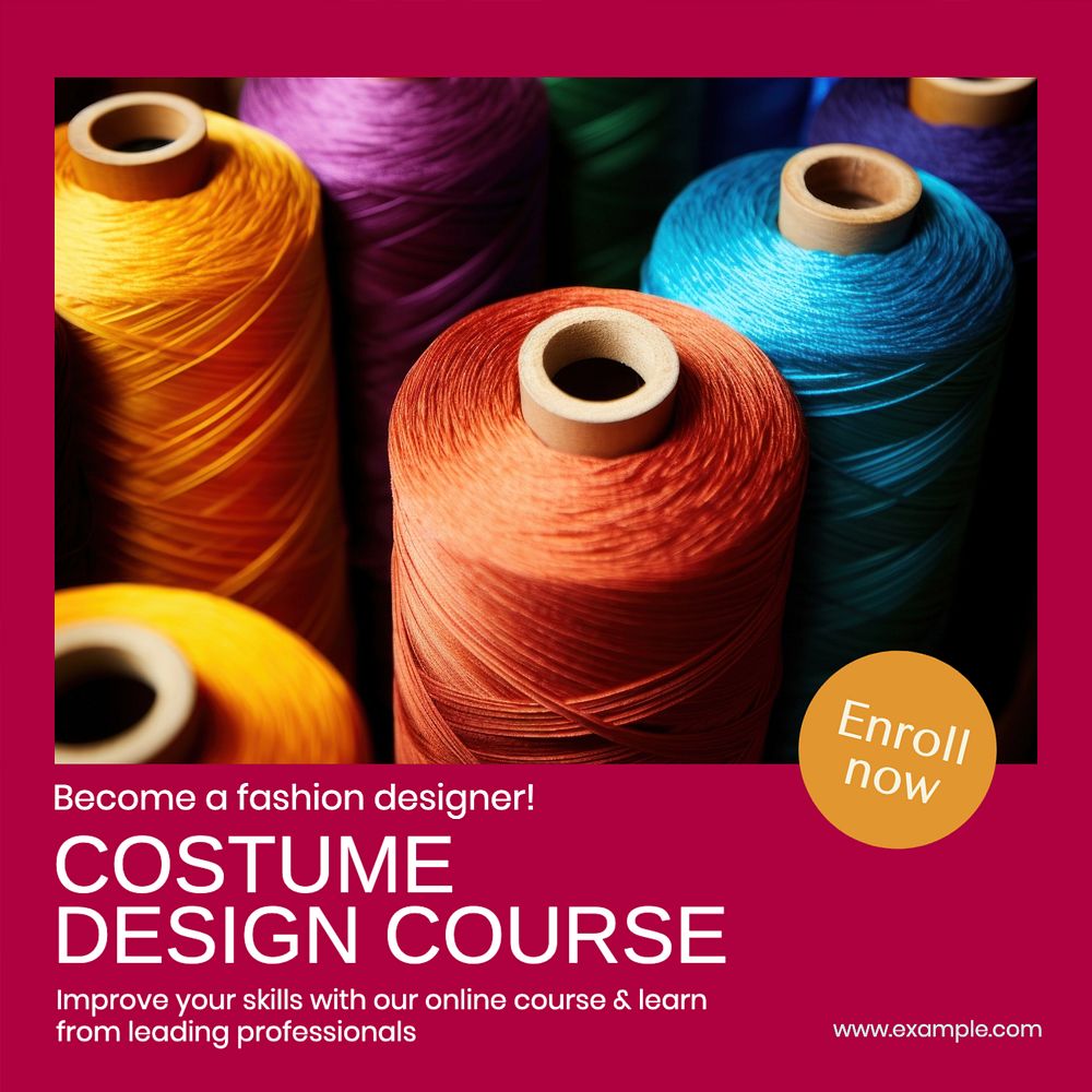 Costume design course Instagram post template, editable text