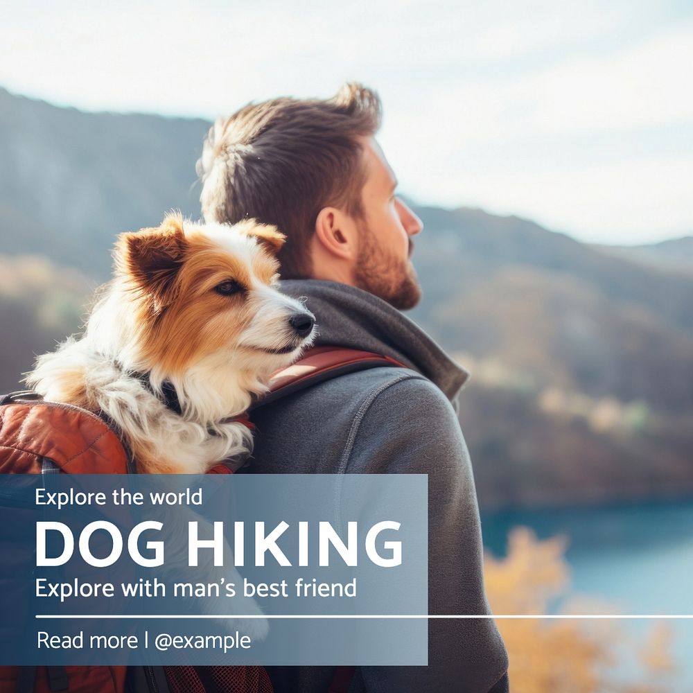 Hiking pet Instagram post template, editable design