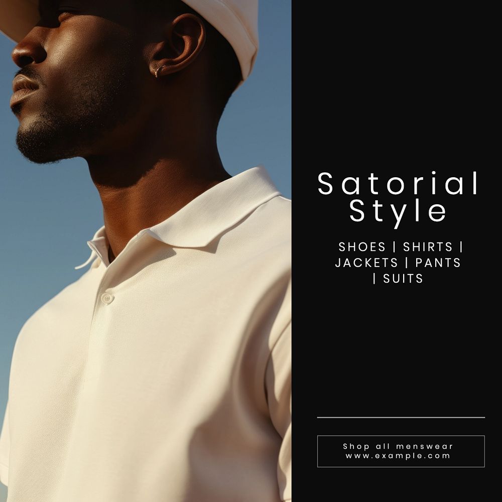 Sartorial fashion Instagram post template, editable text