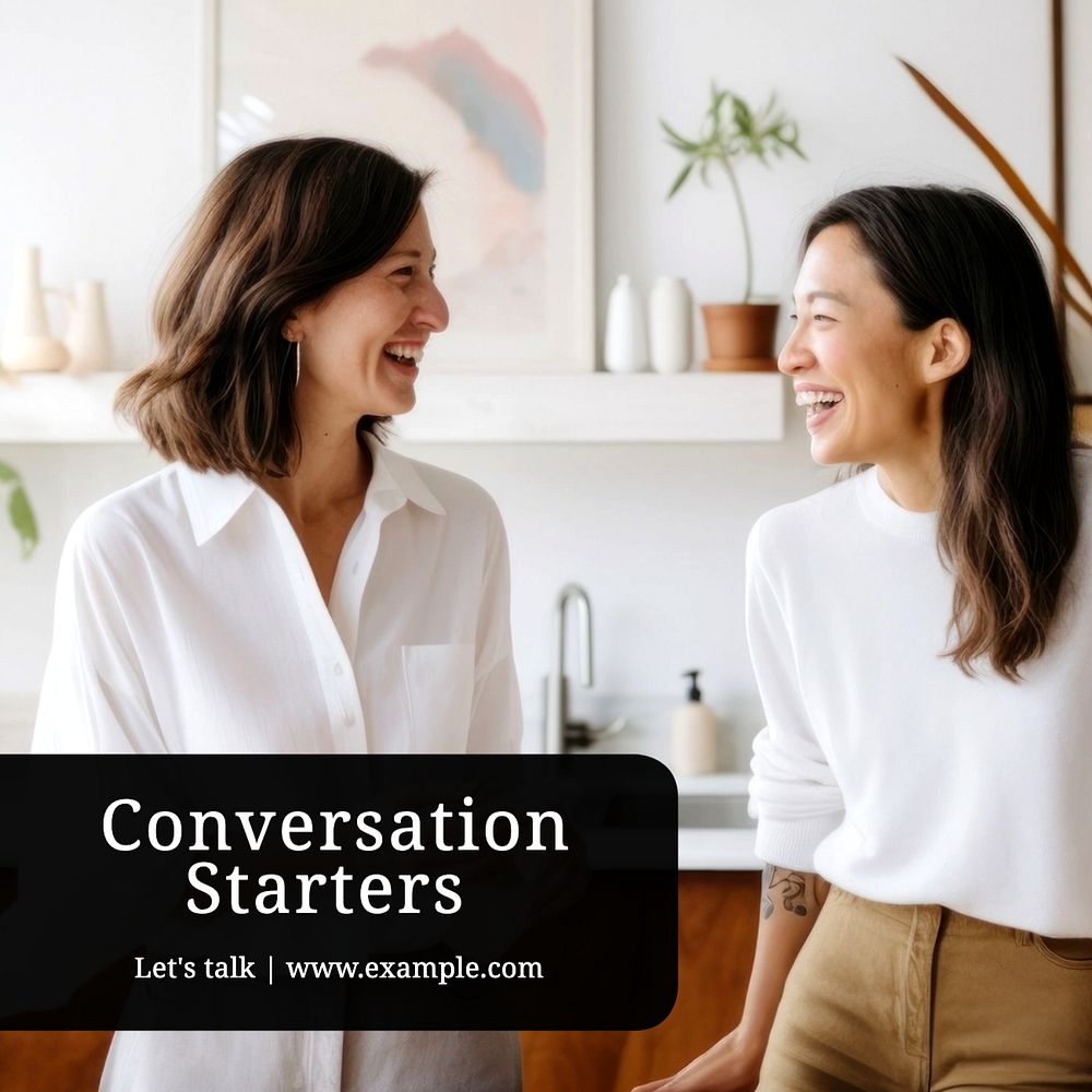 Conversation starters Instagram post template, editable text