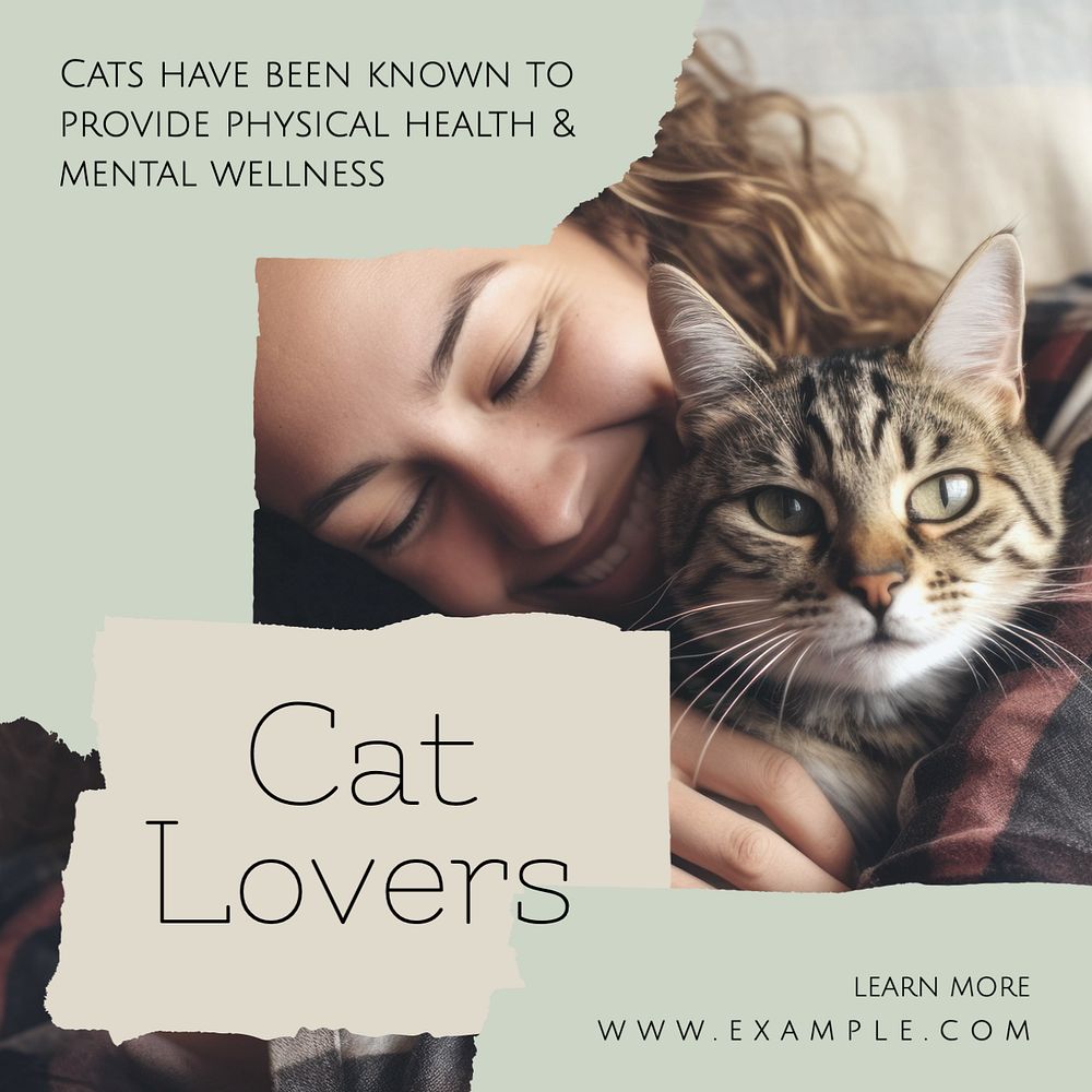 Cat lovers Instagram post template, editable text