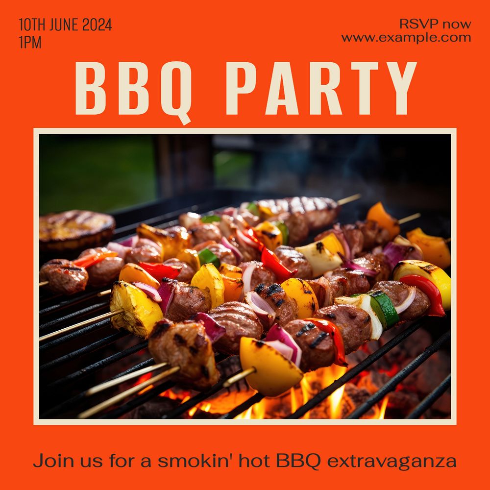 BBQ party Instagram post template, editable text