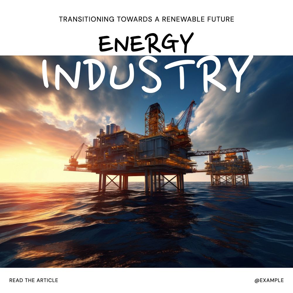 Energy industry Instagram post template, editable text