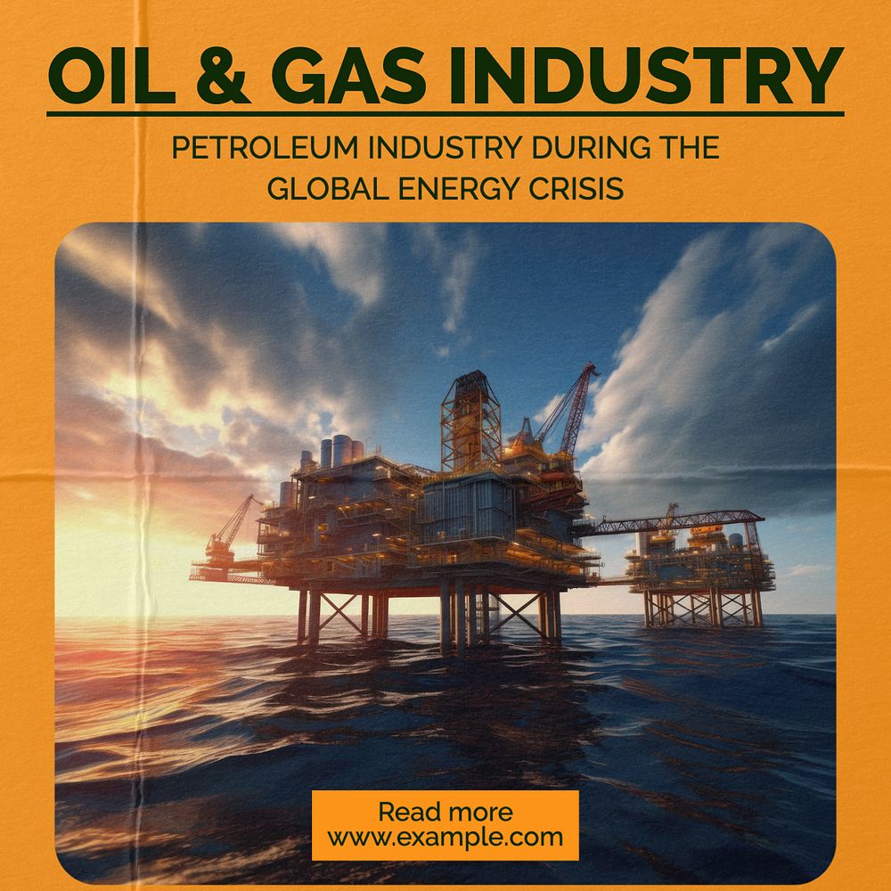 Oil & gas industry Instagram post template, editable text