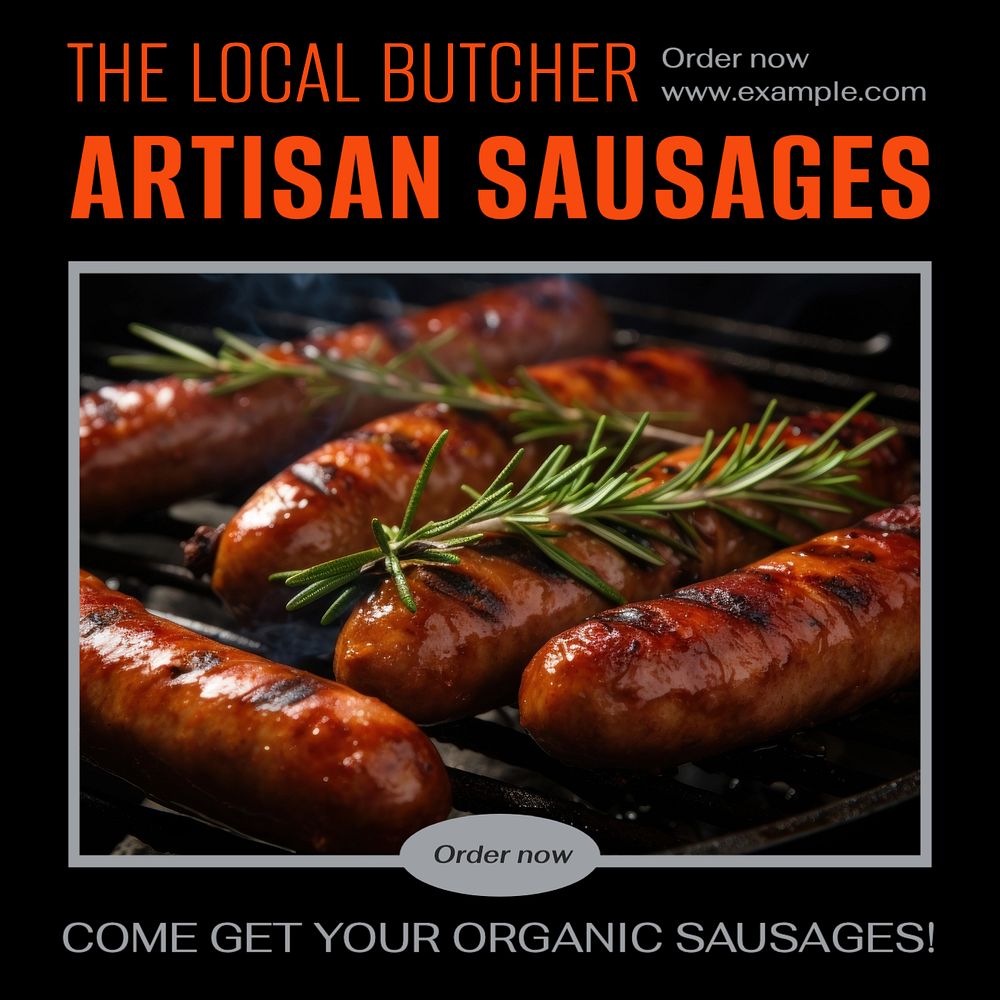 Artisan sausages Instagram post template, editable text