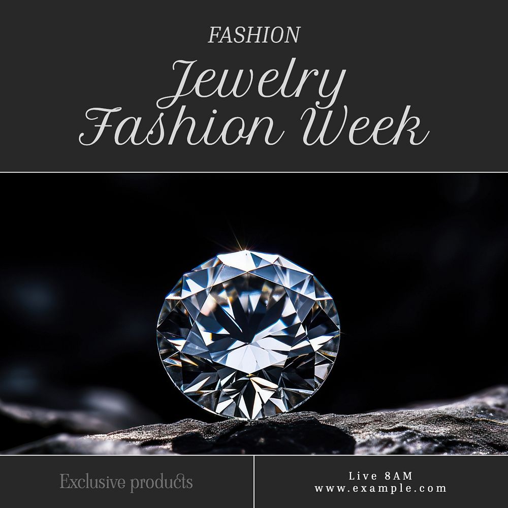 Jewelry fashion week Instagram post template, editable text