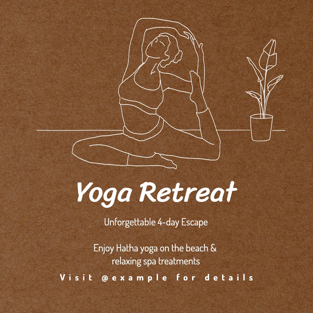 Yoga retreat Instagram post template, editable text