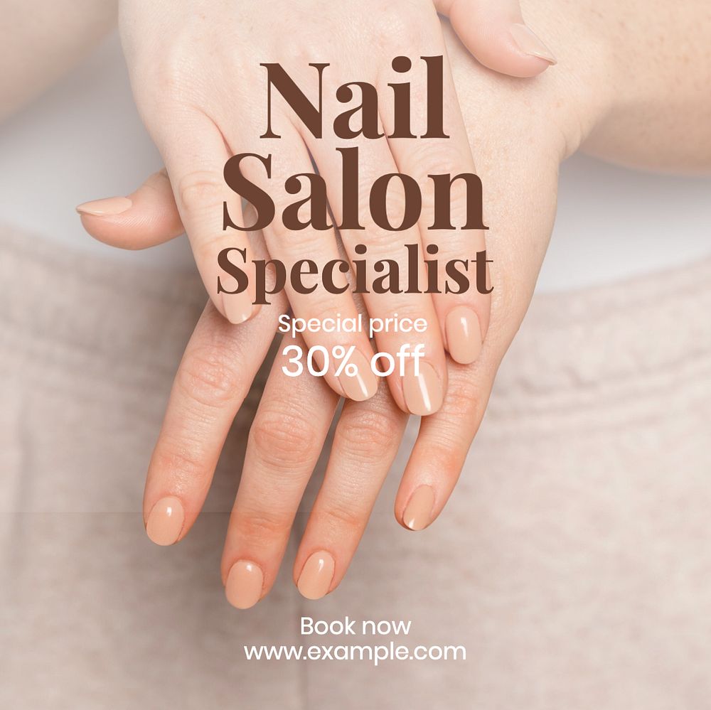 Nail Salon specialist Instagram post template, editable text