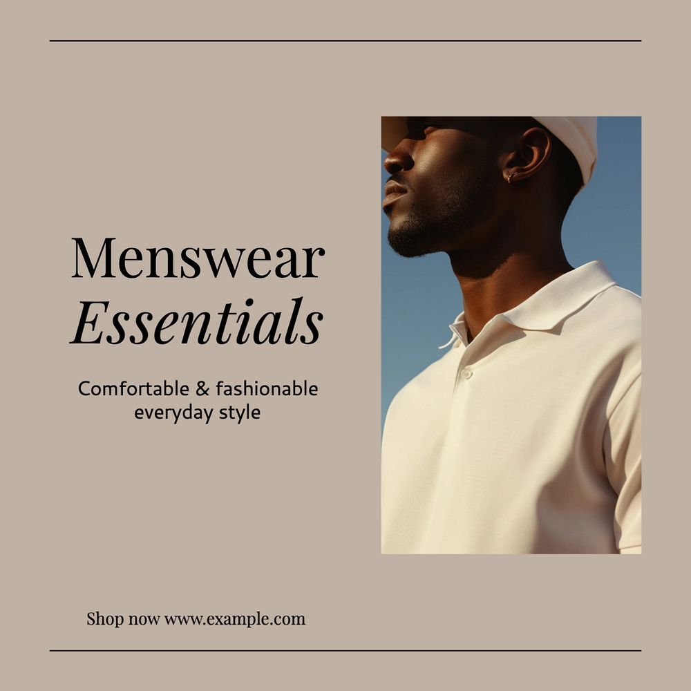 Men's wear essentials Instagram post template, editable text