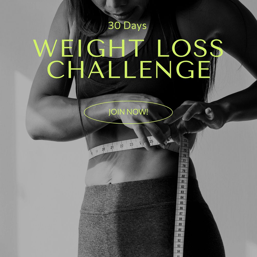 Weight loss challenge  Instagram post template, editable text