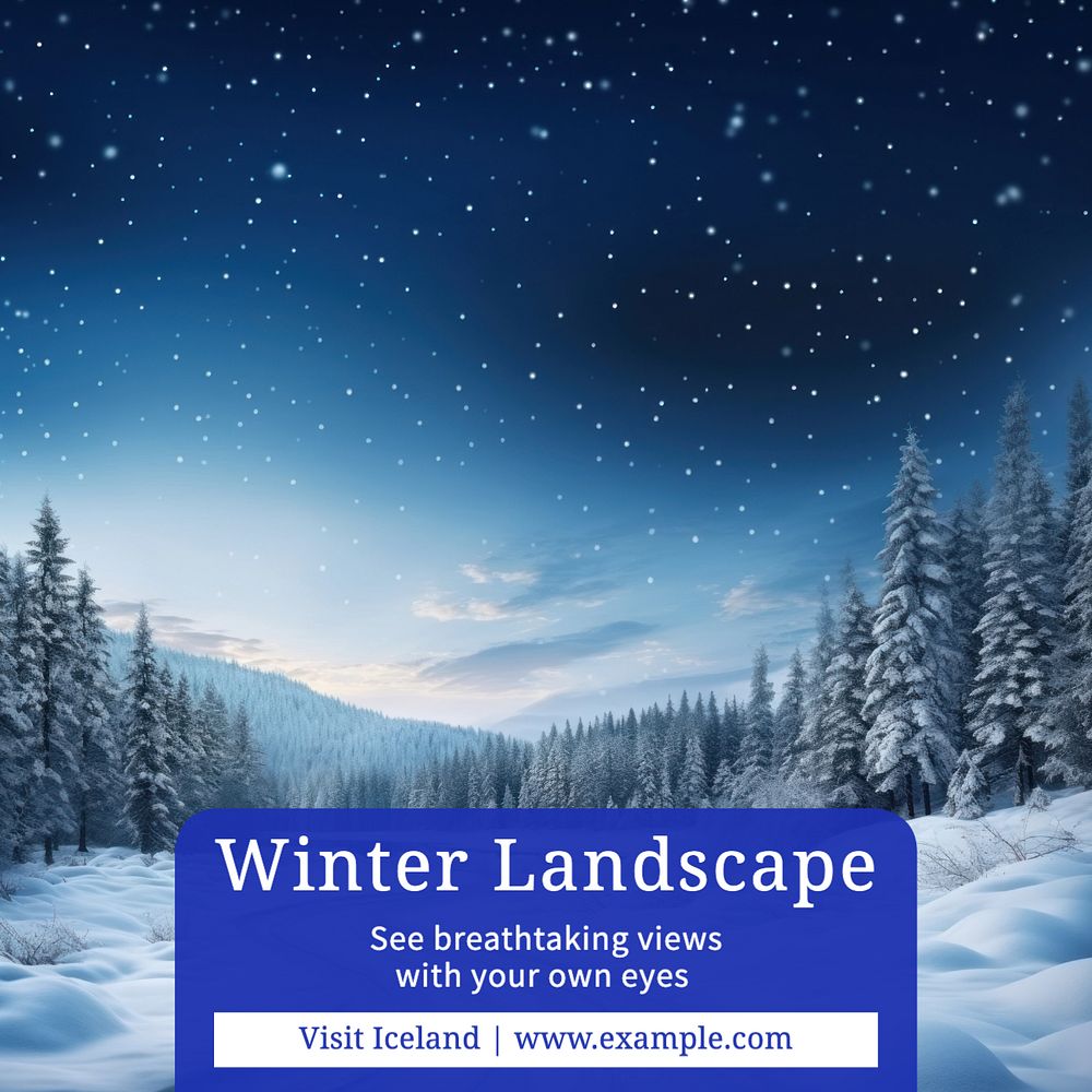 Winter landscape Instagram post template, editable design