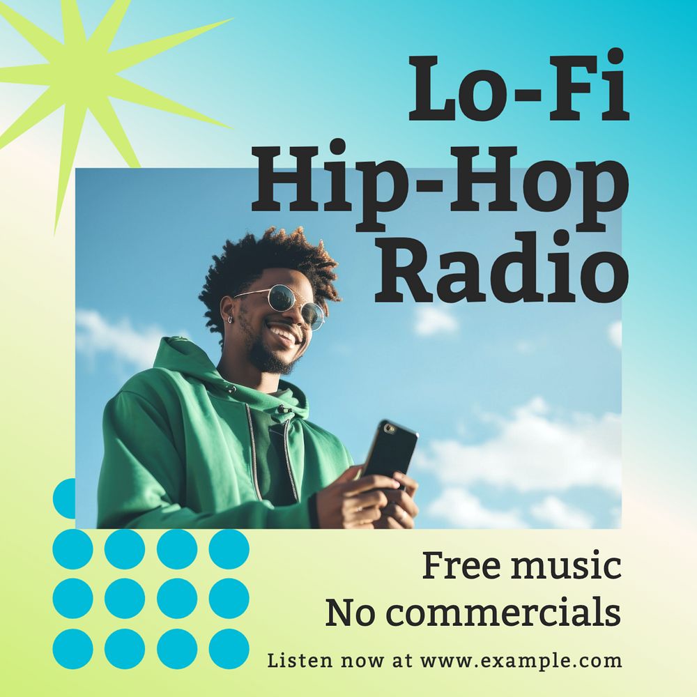 Hip-Hop radio Instagram post template, editable text