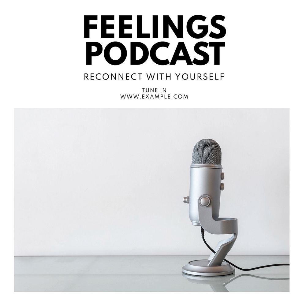 Feelings podcast Instagram post template, editable text