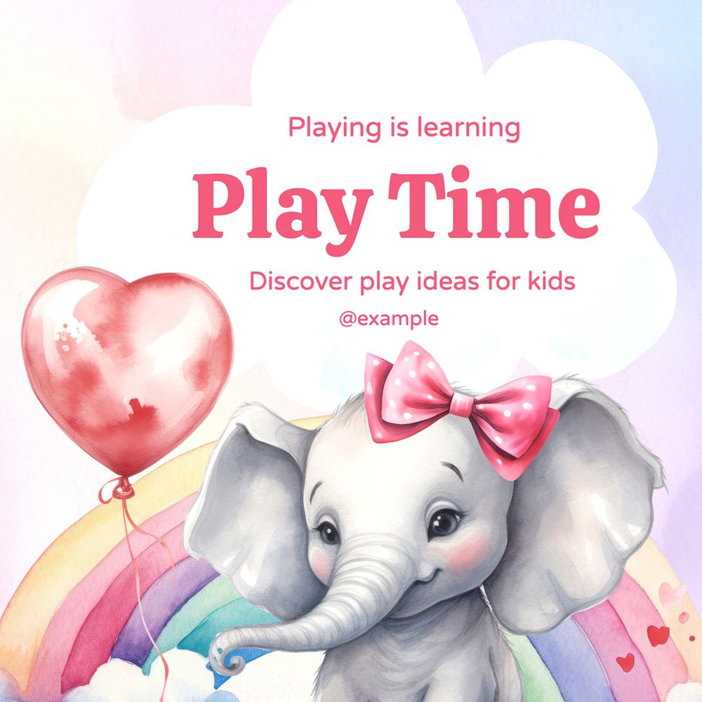 Play time Instagram post template, editable text