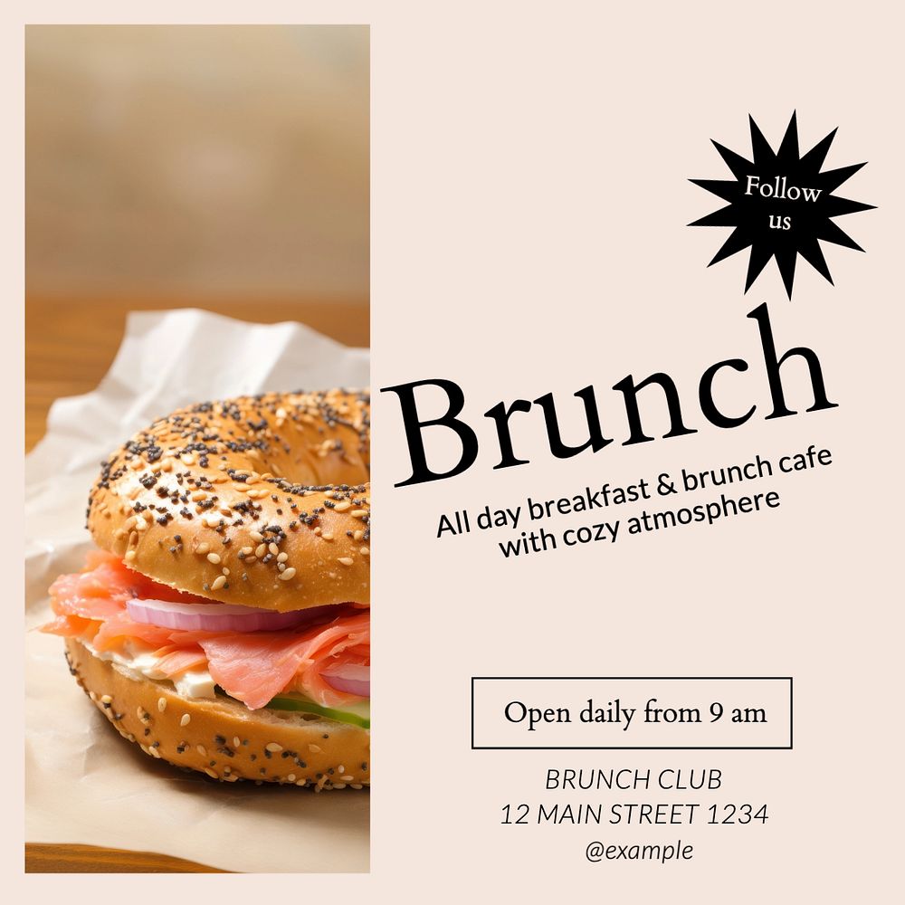 Brunch Instagram post template, editable text