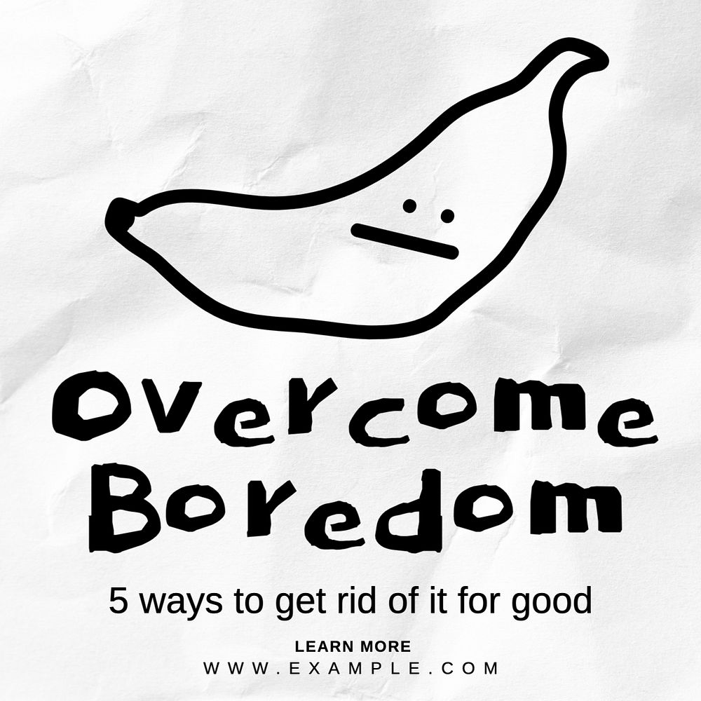 Overcome boredom Instagram post template, editable text