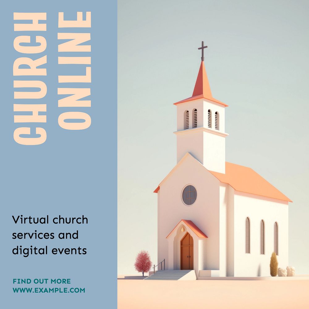 Church online Instagram post template, editable design