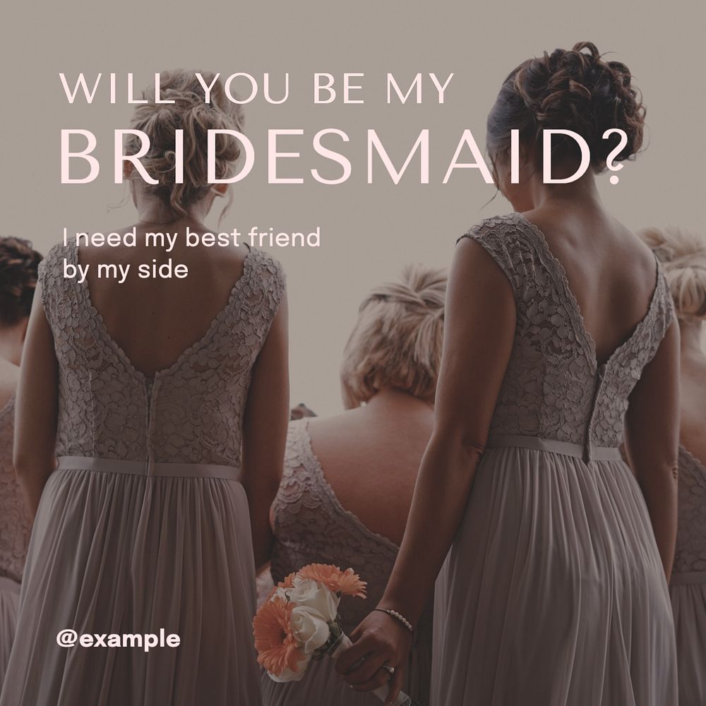 Bridesmaid  Instagram post template, editable text