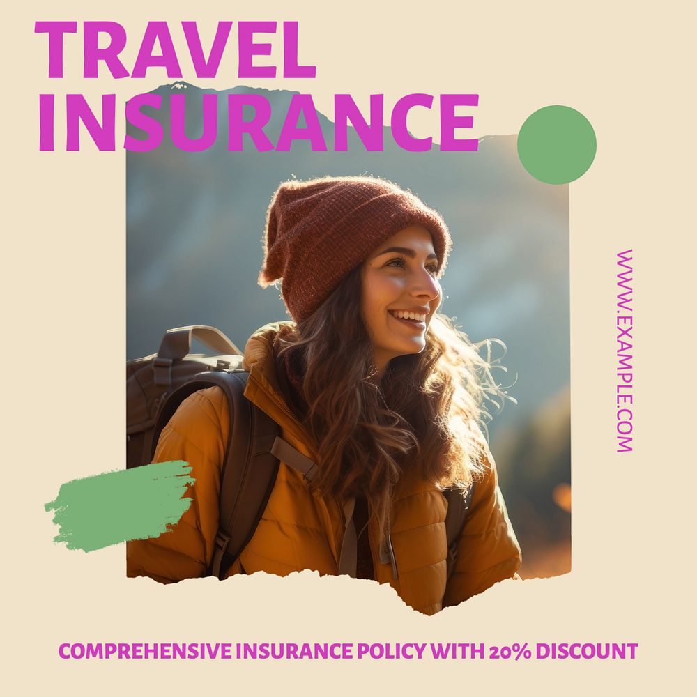 Travel insurance Instagram post template, editable design