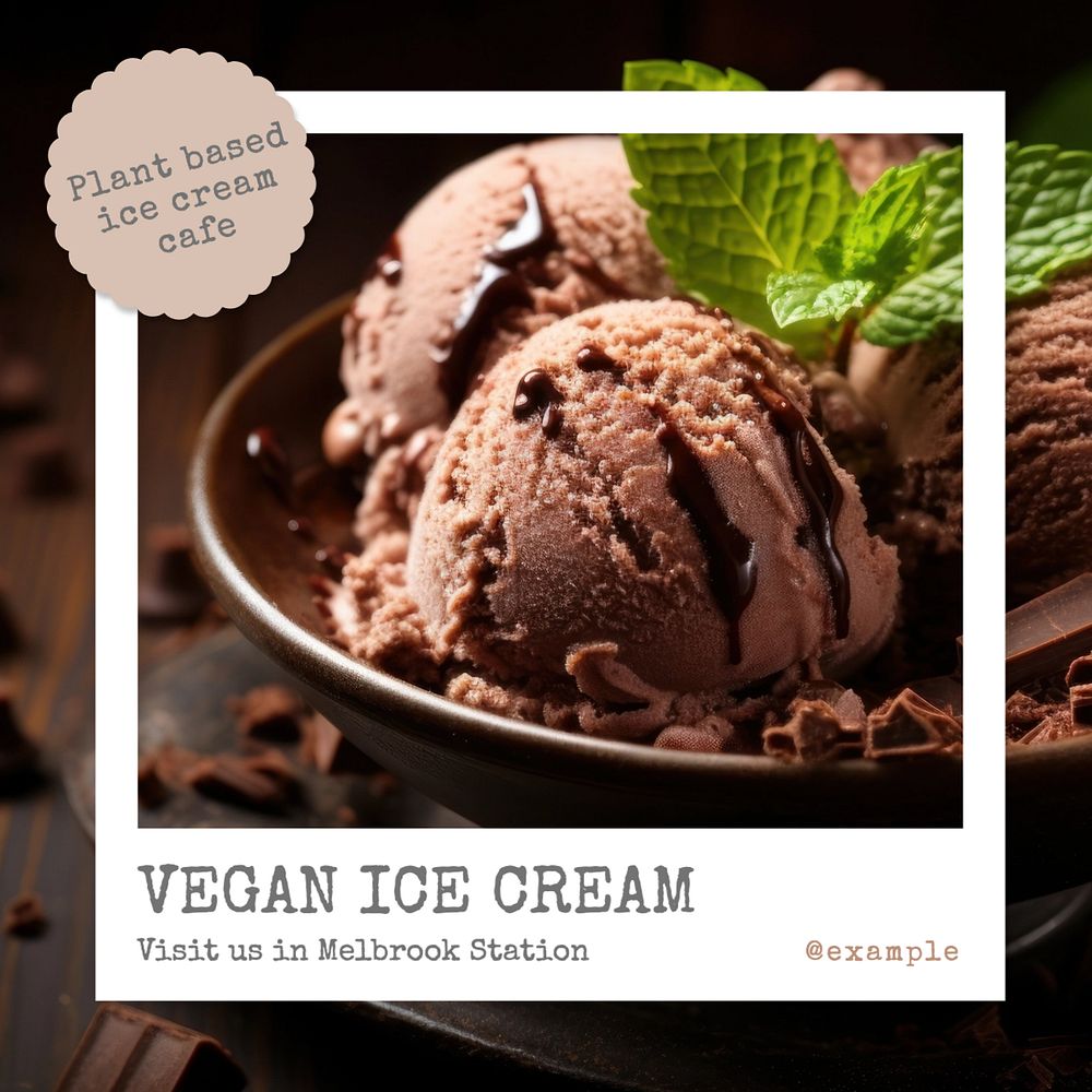 Vegan ice cream Instagram post template, editable text