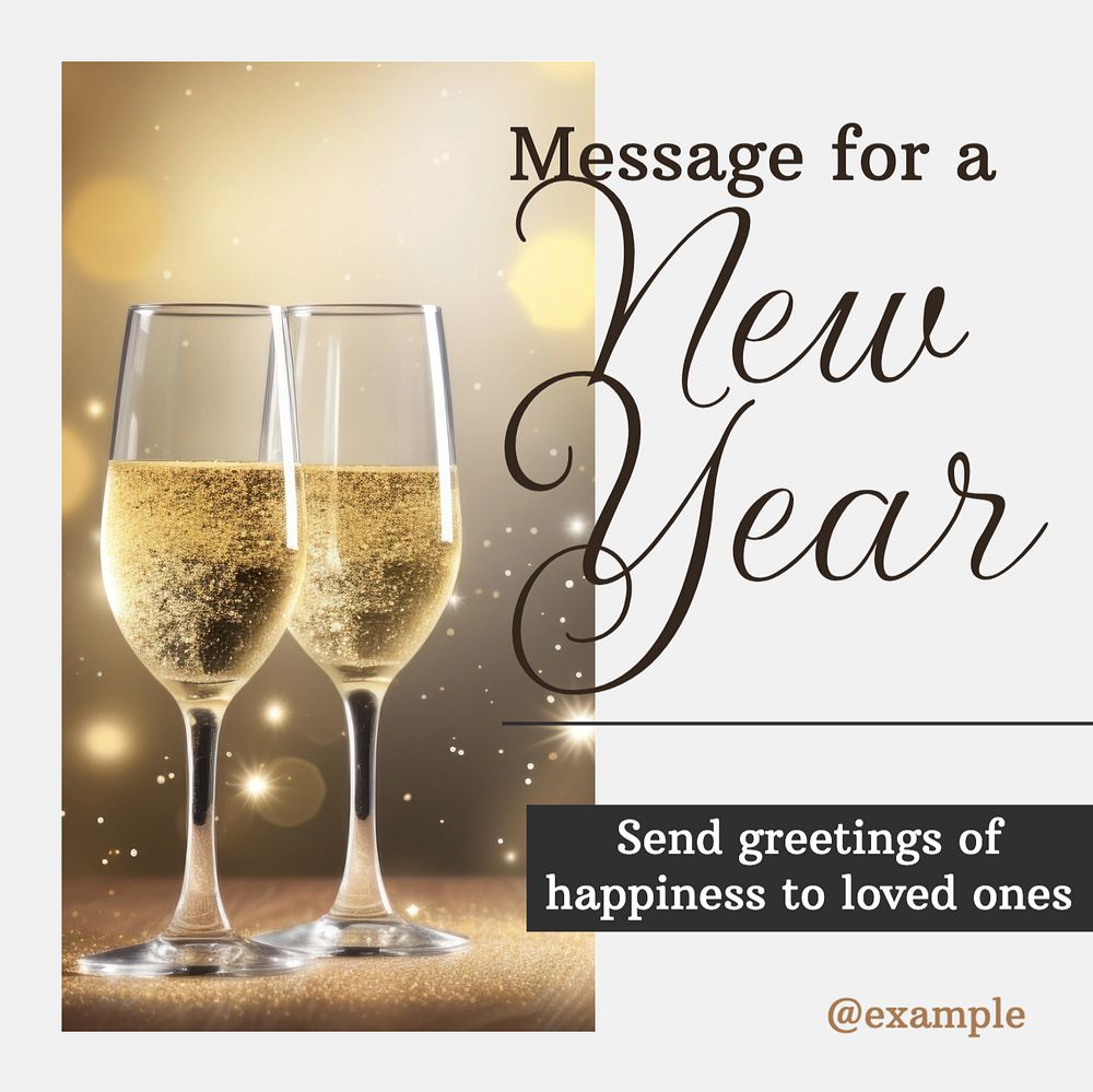 New year Instagram post template, editable text