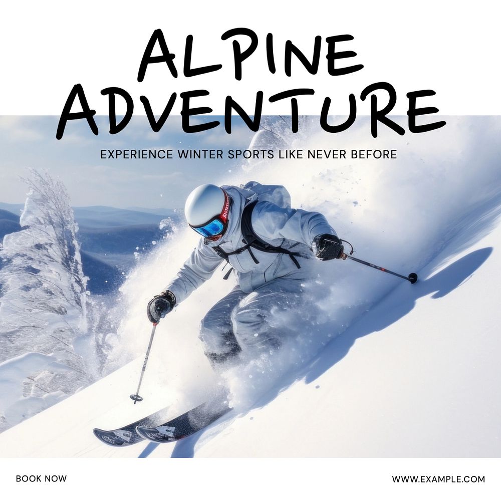 Alpine adventure Instagram post template, editable text