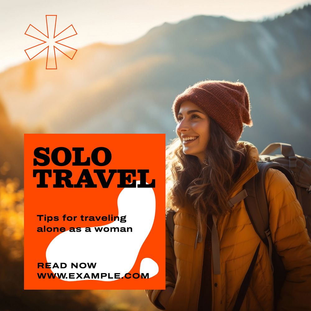 Solo travel Instagram post template, editable design